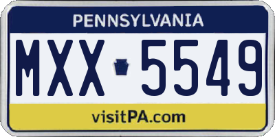 PA license plate MXX5549