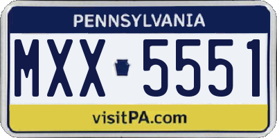 PA license plate MXX5551