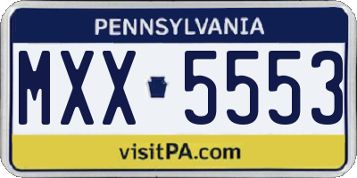 PA license plate MXX5553