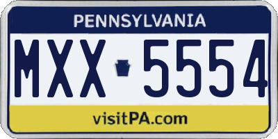PA license plate MXX5554