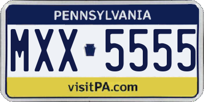 PA license plate MXX5555