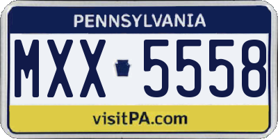 PA license plate MXX5558
