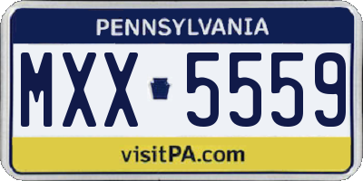 PA license plate MXX5559