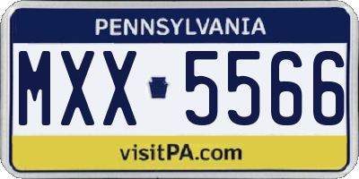 PA license plate MXX5566