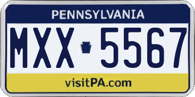 PA license plate MXX5567