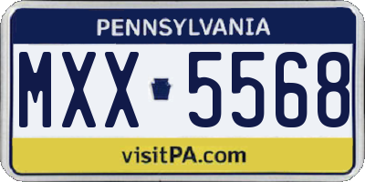 PA license plate MXX5568