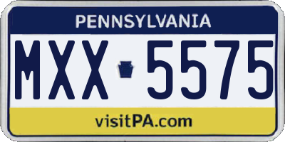 PA license plate MXX5575