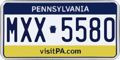 PA license plate MXX5580