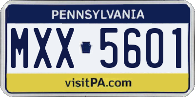 PA license plate MXX5601