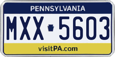 PA license plate MXX5603