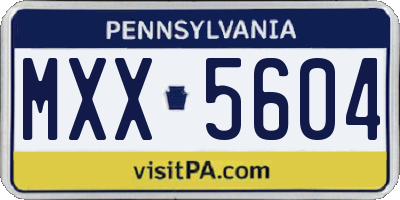 PA license plate MXX5604