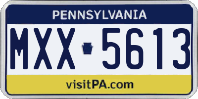 PA license plate MXX5613