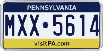 PA license plate MXX5614