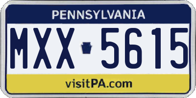PA license plate MXX5615