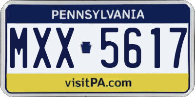 PA license plate MXX5617