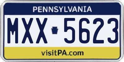 PA license plate MXX5623