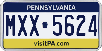 PA license plate MXX5624