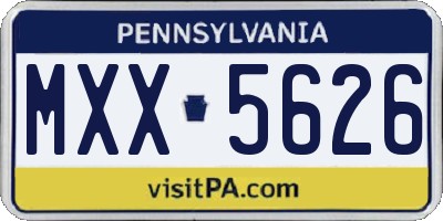 PA license plate MXX5626