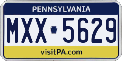 PA license plate MXX5629