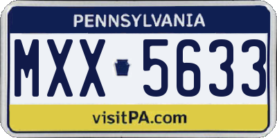 PA license plate MXX5633