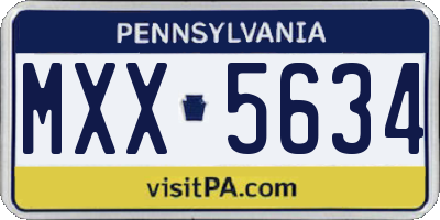 PA license plate MXX5634