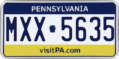 PA license plate MXX5635