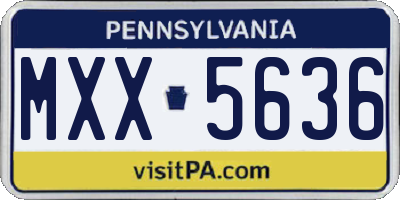 PA license plate MXX5636