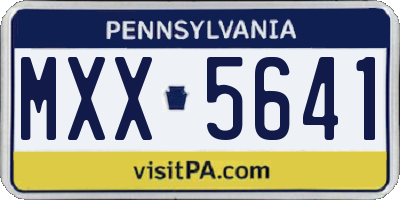 PA license plate MXX5641