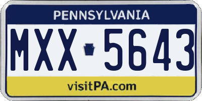 PA license plate MXX5643