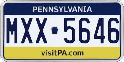 PA license plate MXX5646