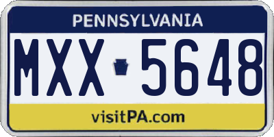 PA license plate MXX5648