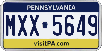 PA license plate MXX5649