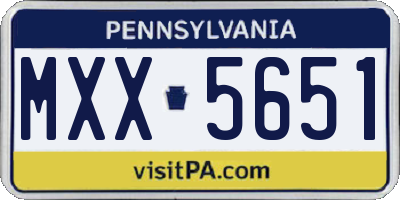 PA license plate MXX5651