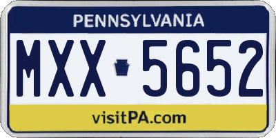 PA license plate MXX5652