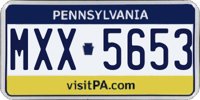 PA license plate MXX5653