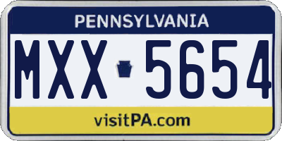 PA license plate MXX5654