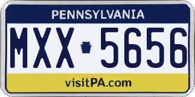 PA license plate MXX5656