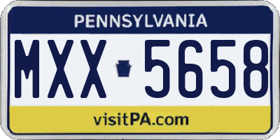 PA license plate MXX5658