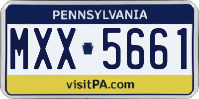 PA license plate MXX5661