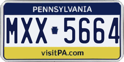 PA license plate MXX5664