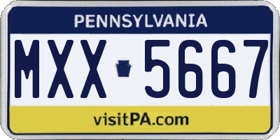PA license plate MXX5667