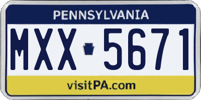 PA license plate MXX5671
