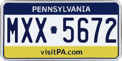 PA license plate MXX5672