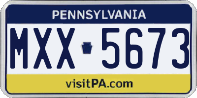 PA license plate MXX5673
