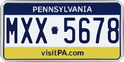 PA license plate MXX5678