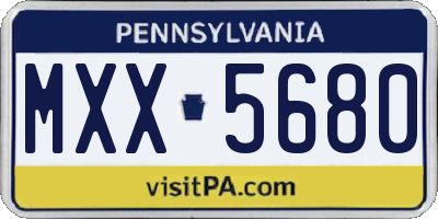 PA license plate MXX5680