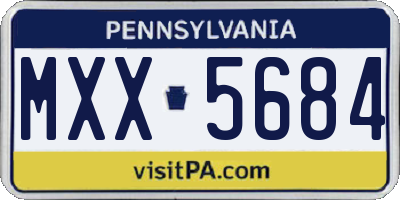 PA license plate MXX5684
