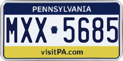 PA license plate MXX5685