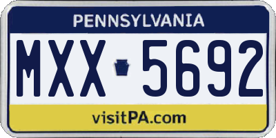 PA license plate MXX5692