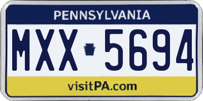 PA license plate MXX5694